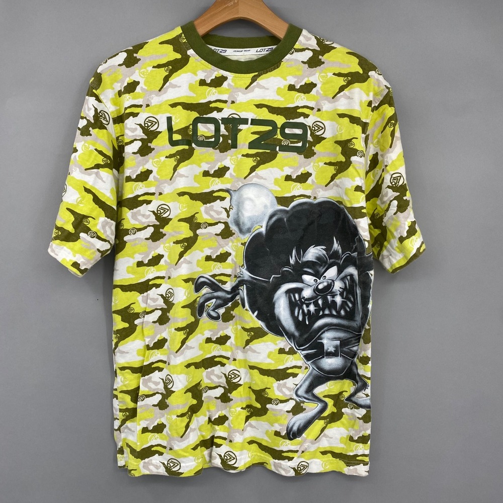 Lot 29 Taz Camo Graphic T-Shirt Mens Large Green Taz Looney Tunes Streetwear
